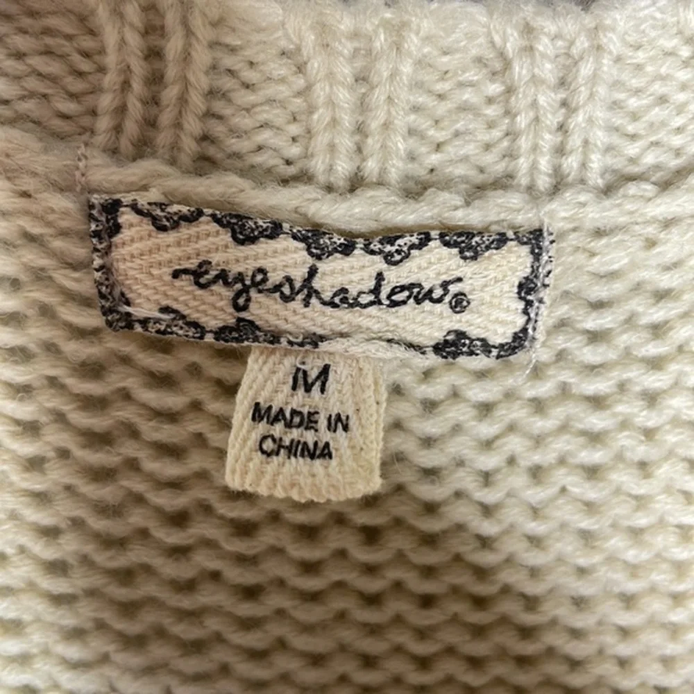 Eyeshadow Size M Ivory Faux Fur Crochet Knit Sleeveless Open Front Cozy Vest - Picture 5 of 8